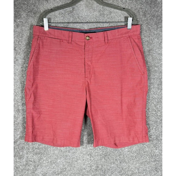 Tommy Hilfiger Striped Chino Shorts Mens‎ Size 36 Pale Red Cotton Pockets - Picture 1 of 9